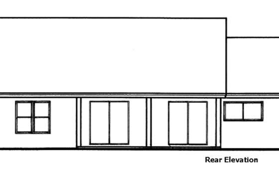 Exterior - Rear Elevation for Traditional House Plan #50-137 - 2 bed, 2 bath