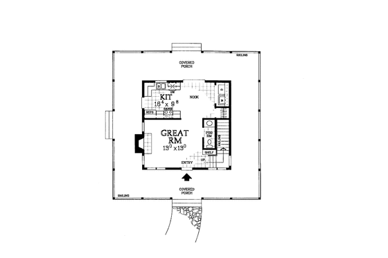 Floor Plan - Main Floor for Country House Plan #72-1025 - 2 bed, 2.5 bath