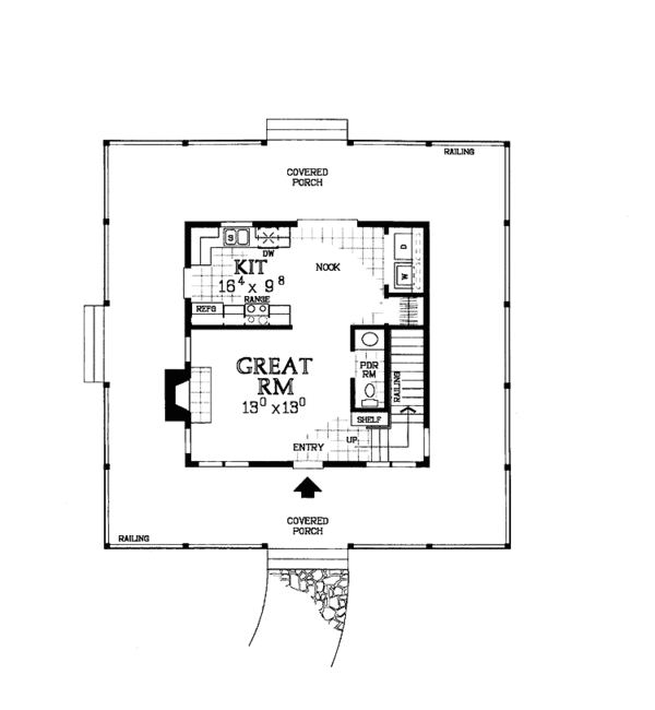 Architectural House Design - Country Floor Plan - Main Floor Plan #72-1025