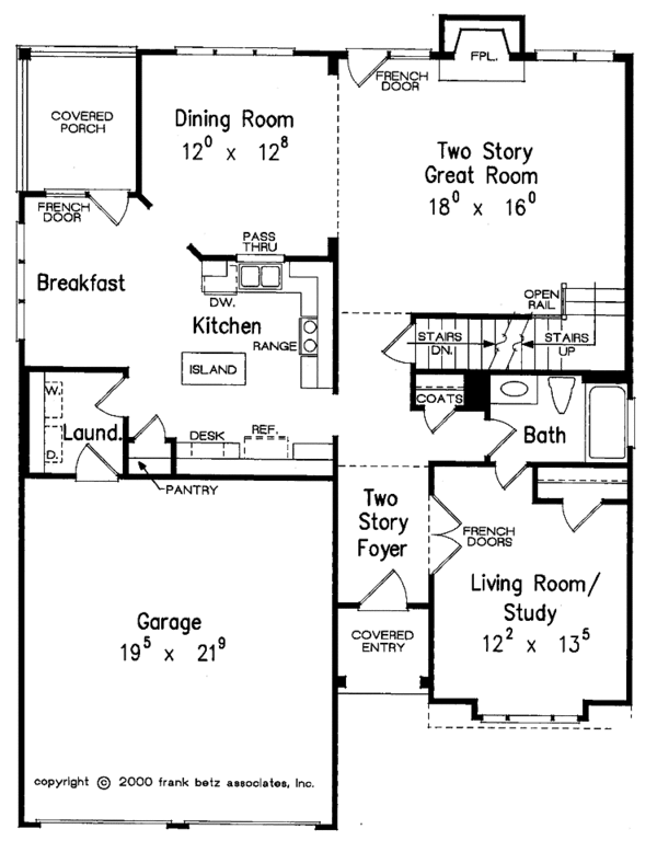 Architectural House Design - Colonial Floor Plan - Main Floor Plan #927-708