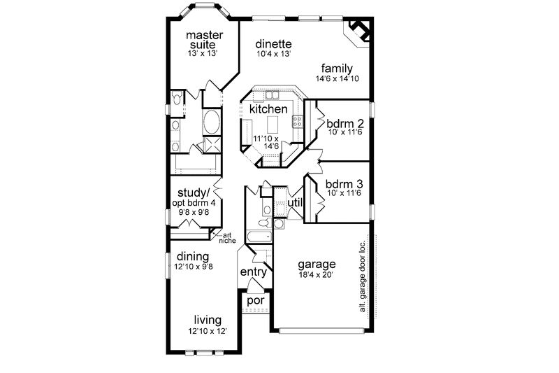 Home Plan - Floor Plan - Main Floor for Traditional House Plan #84-763 - 3 bed, 2 bath