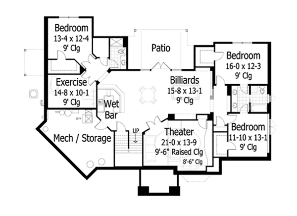 Architectural House Design - European Floor Plan - Lower Floor Plan #51-1125