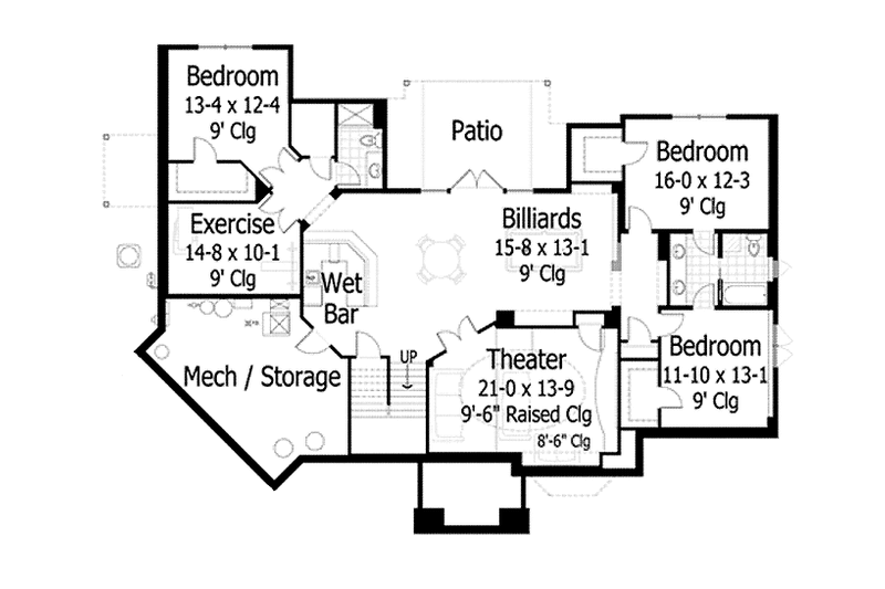 Home Plan - Floor Plan - Lower Floor for European House Plan #51-1125 - 4 bed, 3.5 bath