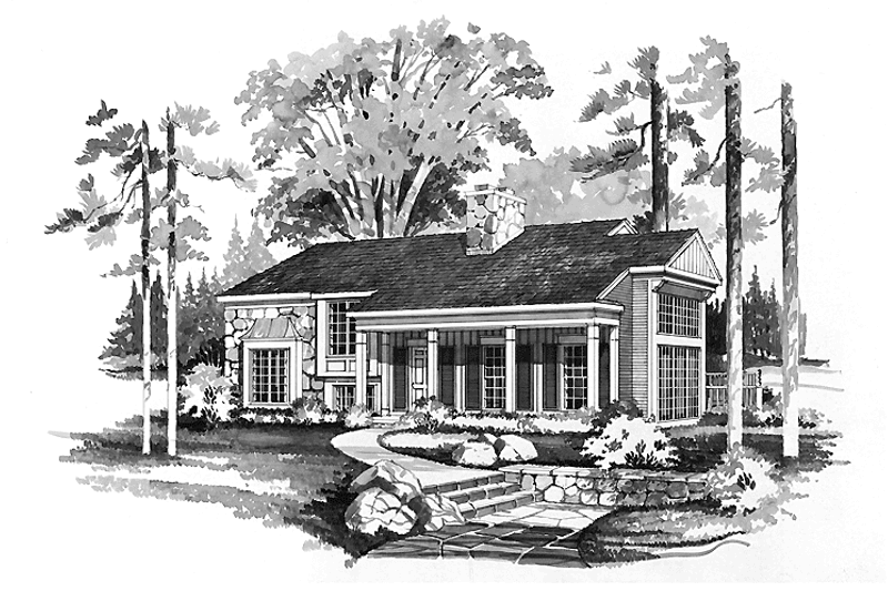 House Blueprint - Country Exterior - Front Elevation Plan #72-754