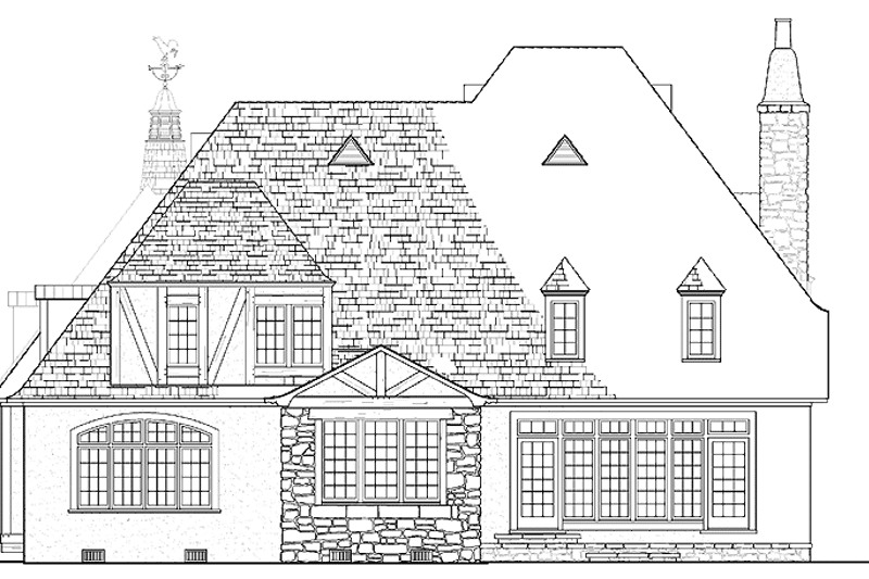 Home Plan - Exterior - Rear Elevation for Tudor House Plan #137-310 - 4 bed, 3.5 bath