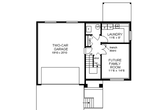 Floor Plan - Lower Floor for Traditional House Plan #18-307 - 3 bed, 1 bath