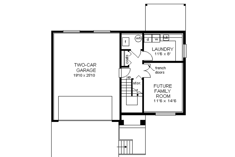 Dream House Plan - Floor Plan - Lower Floor for Traditional House Plan #18-307 - 3 bed, 1 bath