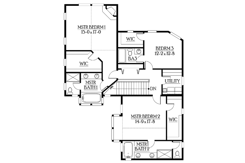 Home Plan - Floor Plan - Upper Floor for Craftsman House Plan #132-451 - 4 bed, 4.5 bath