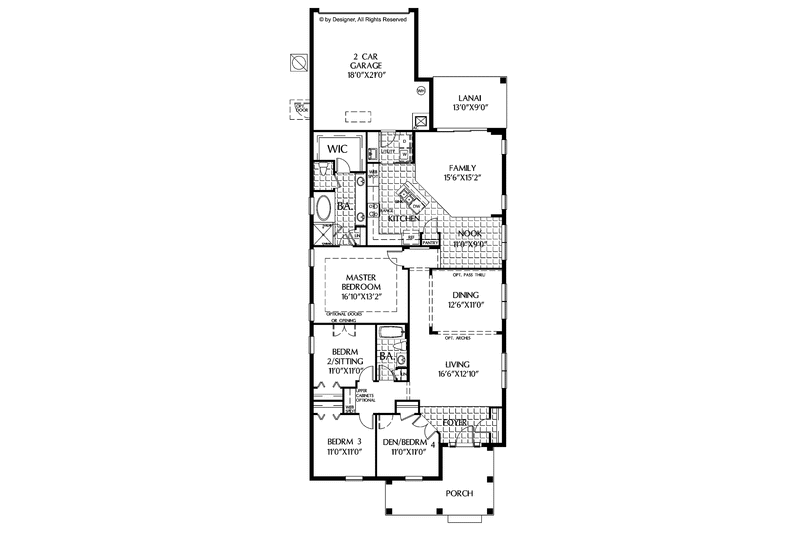Home Plan - Floor Plan - Main Floor for Contemporary House Plan #999-159 - 3 bed, 2 bath