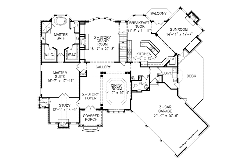 House Blueprint - Floor Plan - Main Floor for Traditional House Plan #54-339 - 4 bed, 3.5 bath