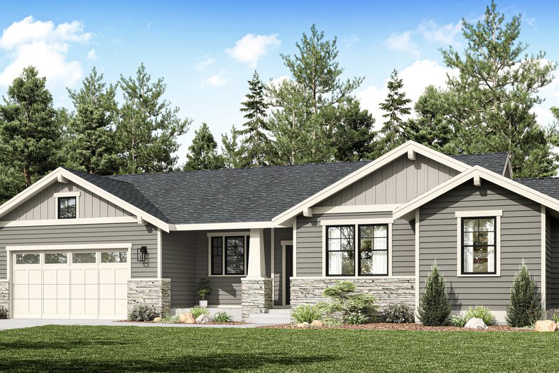House Blueprint - Craftsman Exterior - Front Elevation Plan #1070-202