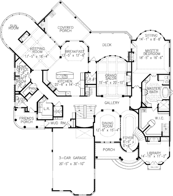 Architectural House Design - Victorian Floor Plan - Main Floor Plan #54-268