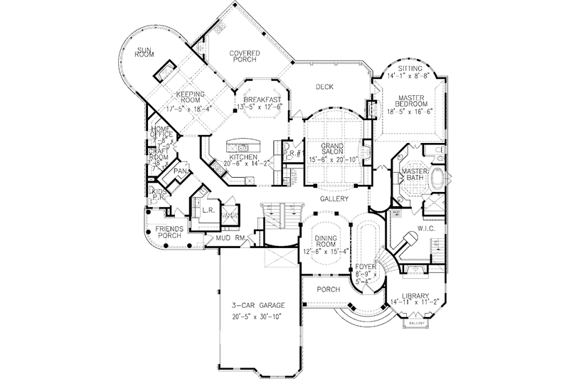 Dream House Plan - Floor Plan - Main Floor for Victorian House Plan #54-268 - 5 bed, 5 bath