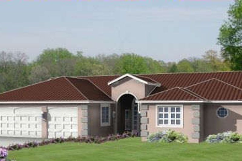 Home Plan - Adobe / Southwestern Exterior - Front Elevation Plan #1-491