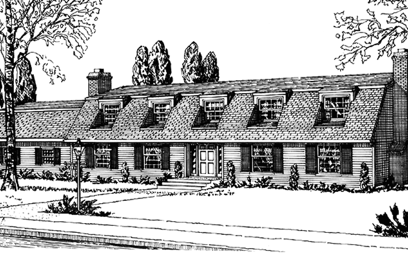 House Blueprint - Colonial Exterior - Front Elevation Plan #320-1365