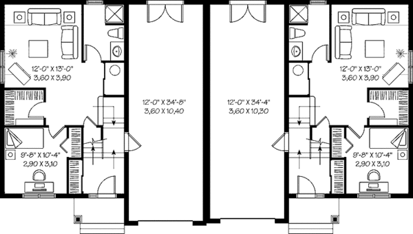 Architectural House Design - Ranch Floor Plan - Lower Floor Plan #23-2399