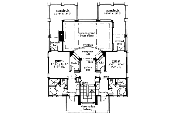 Floor Plan - Upper Floor for Classical House Plan #930-76 - 3 bed, 3.5 bath