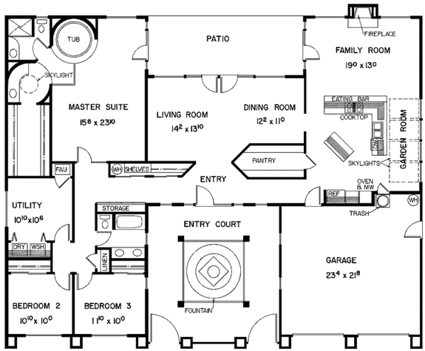 Architectural House Design - Mediterranean Floor Plan - Main Floor Plan #60-973