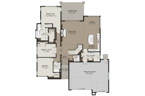 Floor Plan - Main Floor for Contemporary House Plan #1108-12 - 3 bed, 2.5 bath