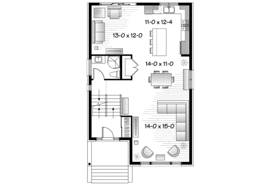 Floor Plan - Main Floor for Contemporary House Plan #23-2584 - 3 bed, 2 bath