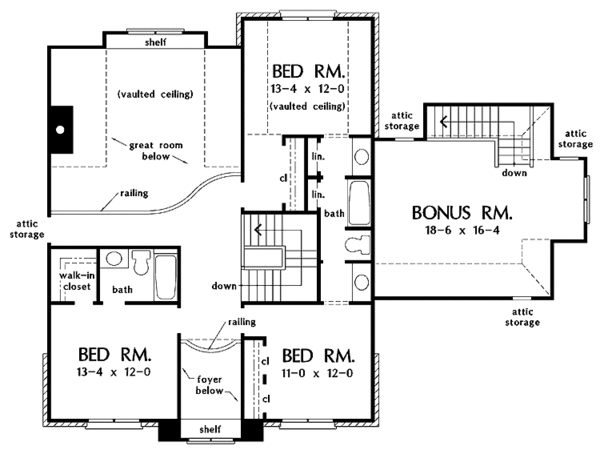 House Plan Design - Colonial Floor Plan - Upper Floor Plan #929-705