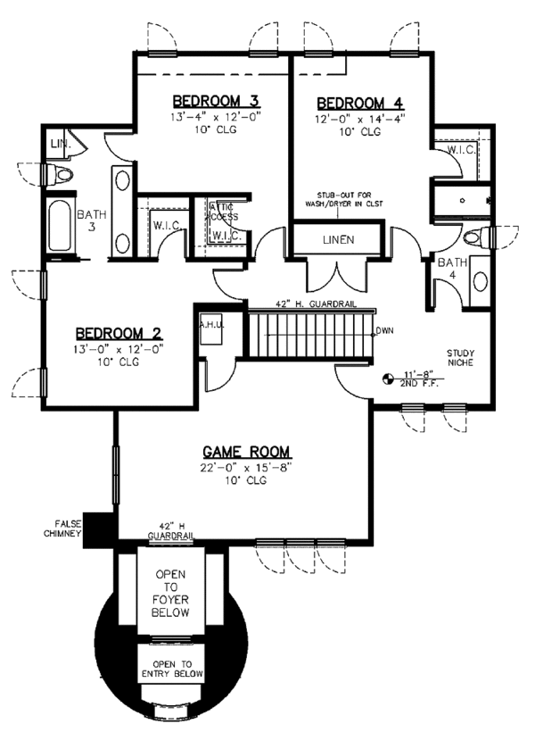 House Blueprint - Mediterranean Floor Plan - Upper Floor Plan #1019-2