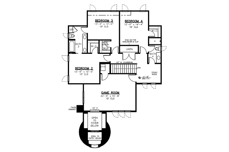 Home Plan - Floor Plan - Upper Floor for Mediterranean House Plan #1019-2 - 4 bed, 4.5 bath