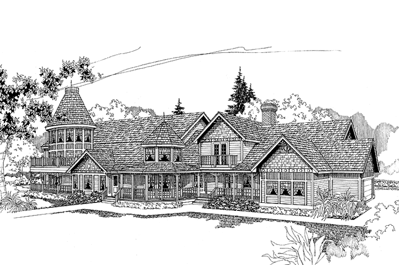 House Blueprint - Exterior - Front Elevation 3 for Craftsman House Plan #60-662 - 6 bed, 4 bath