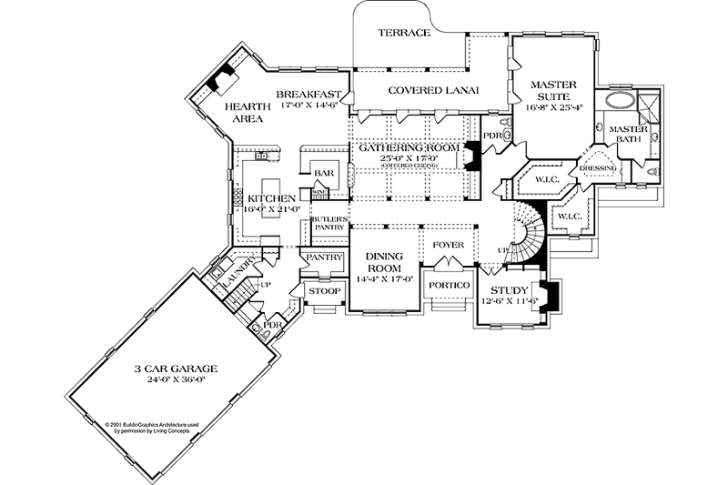Dream House Plan - Floor Plan - Main Floor for European House Plan #453-592 - 4 bed, 4 bath