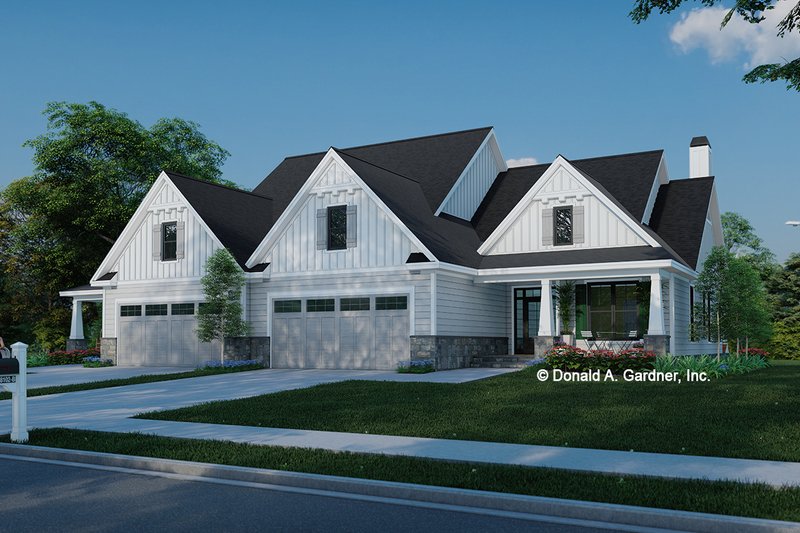 Architectural House Design - Exterior - Front Elevation 4 for Farmhouse House Plan #929-1189 - 4 bed, 4.5 bath