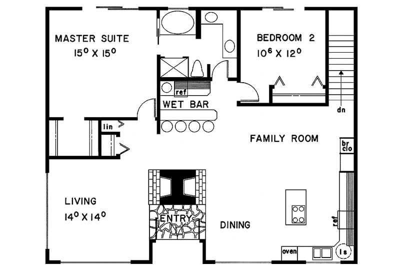 Home Plan - Floor Plan - Main Floor for Contemporary House Plan #60-887 - 2 bed, 2 bath