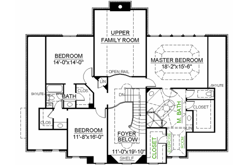 Home Plan - Floor Plan - Upper Floor for Colonial House Plan #119-320 - 4 bed, 3.5 bath