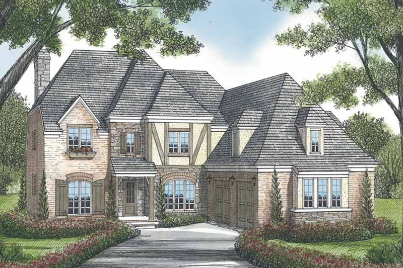 Home Plan - Exterior - Front Elevation 3 for European House Plan #453-569 - 4 bed, 4.5 bath