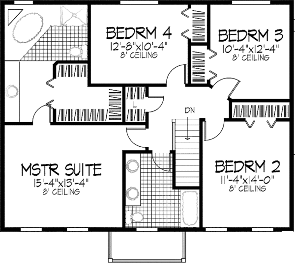 House Blueprint - Classical Floor Plan - Upper Floor Plan #51-875