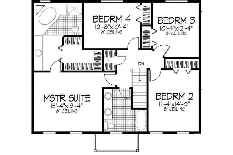 Home Plan - Floor Plan - Upper Floor for Classical House Plan #51-875 - 4 bed, 2.5 bath