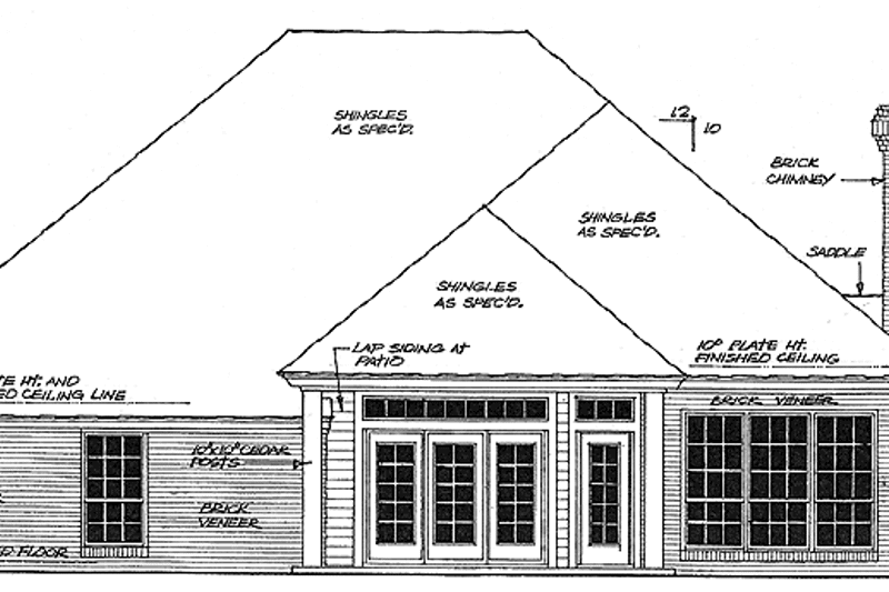 Home Plan - Exterior - Rear Elevation for Country House Plan #310-1123 - 4 bed, 2.5 bath