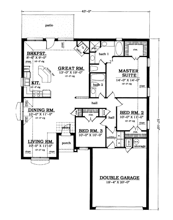 House Plan Design - European Floor Plan - Main Floor Plan #42-657