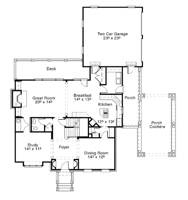 Architectural House Design - Colonial Floor Plan - Main Floor Plan #429-280