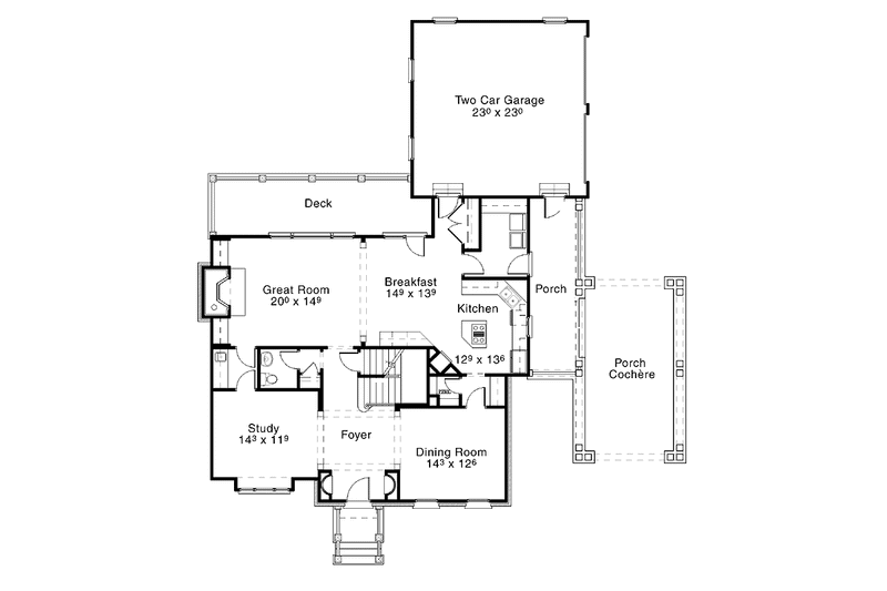 Home Plan - Floor Plan - Main Floor for Colonial House Plan #429-280 - 4 bed, 3.5 bath