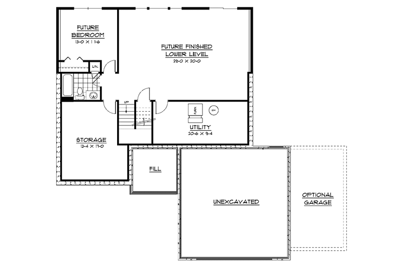 Home Plan - Floor Plan - Lower Floor for Craftsman House Plan #51-592 - 2 bed, 1 bath