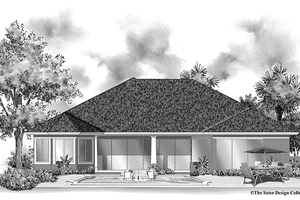 Exterior - Rear Elevation for Mediterranean House Plan #930-340 - 3 bed, 3.5 bath