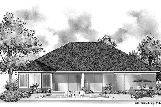 Exterior - Rear Elevation for Mediterranean House Plan #930-340 - 3 bed, 3.5 bath