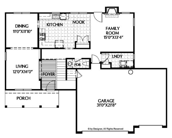 Architectural House Design - Colonial Floor Plan - Main Floor Plan #999-82