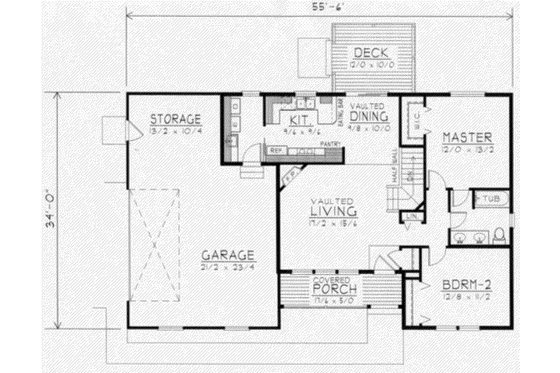 Floor Plan - Main Floor for Traditional House Plan #112-102 - 2 bed, 1 bath