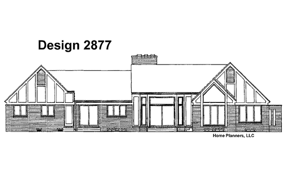 Exterior - Rear Elevation for Tudor House Plan #72-762 - 3 bed, 2.5 bath