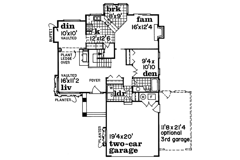 Dream House Plan - Floor Plan - Main Floor for Mediterranean House Plan #47-766 - 3 bed, 3 bath
