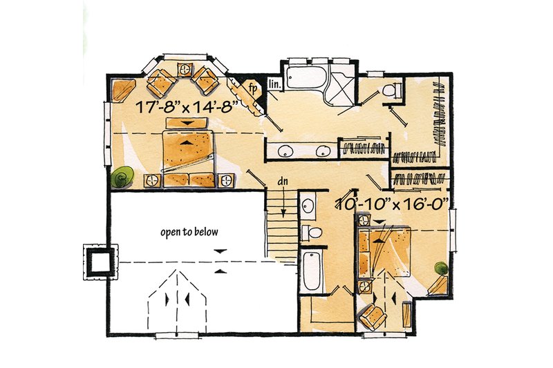Home Plan - Floor Plan - Upper Floor for Log House Plan #942-18 - 3 bed, 3 bath