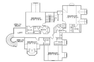 Floor Plan - Upper Floor for European House Plan #5-445 - 6 bed, 5 bath