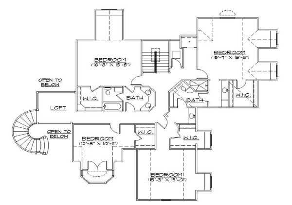 House Design - European Floor Plan - Upper Floor Plan #5-445