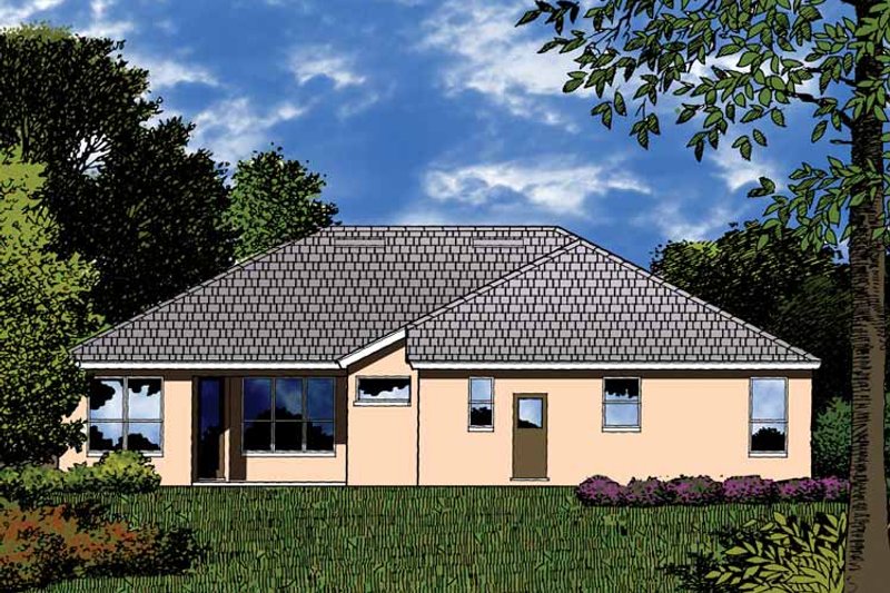 Architectural House Design - Exterior - Rear Elevation for Mediterranean House Plan #1015-22 - 4 bed, 3 bath